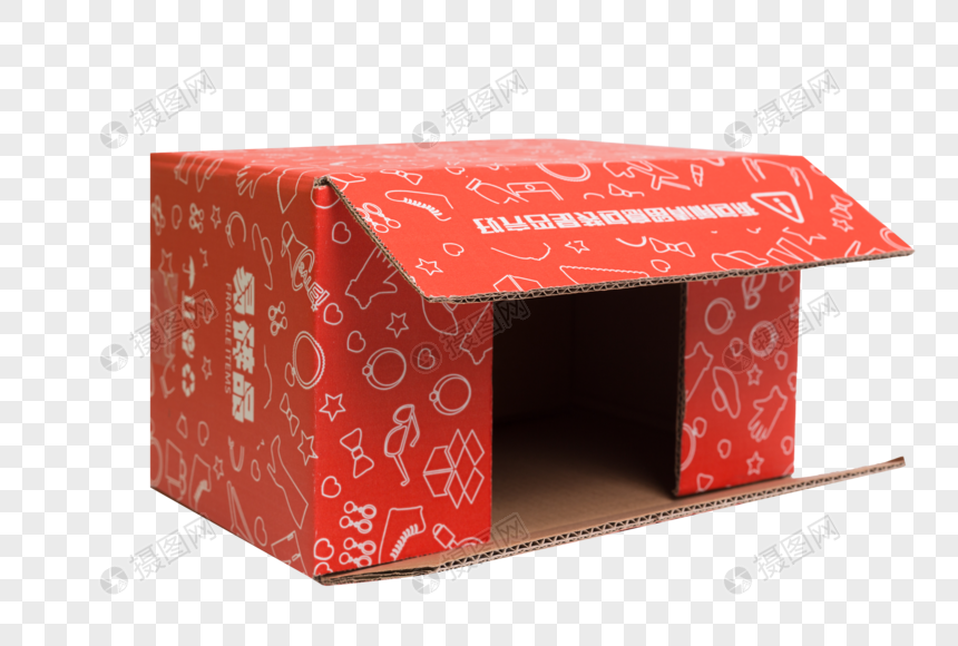 红色快递包装箱元素图片