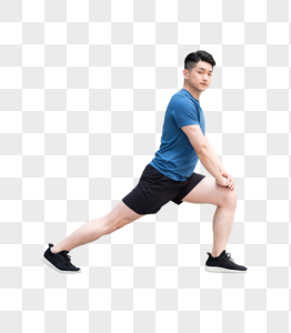 年轻男性户外运动热身压腿拉伸动作图片高清图片