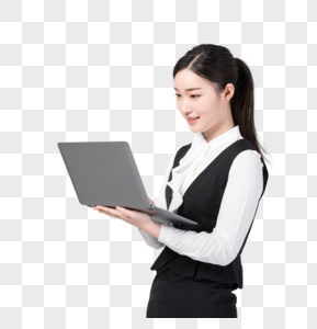 手拿笔记本电脑的职场女性图片图片