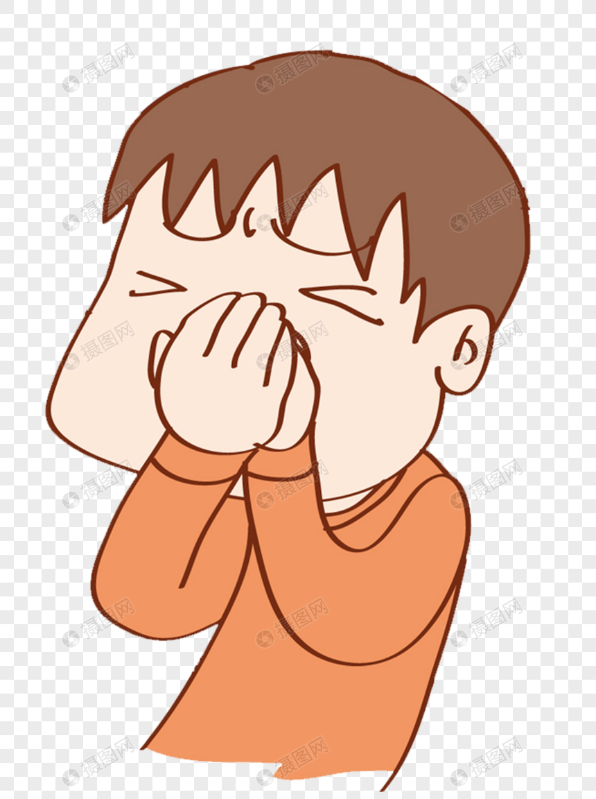 捂鼻子的男孩