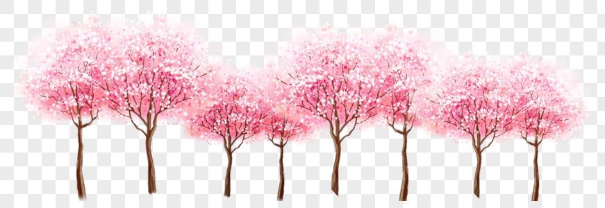 樱花、桃花手绘水印桃花高清图片