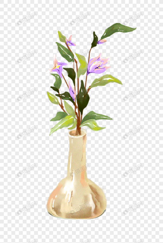 花瓶里的紫色花图片