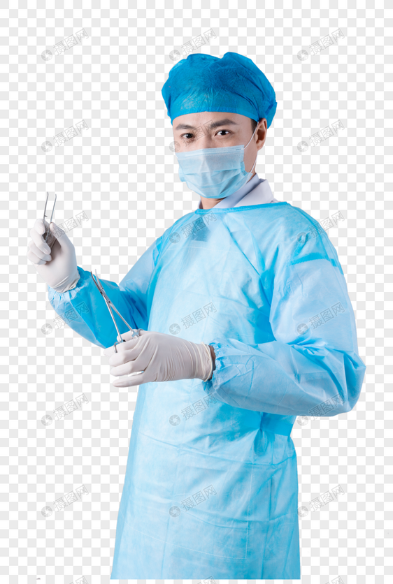 戴口罩穿手术服的手术医生图片