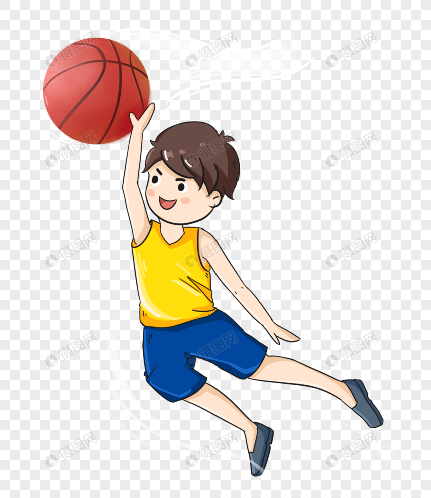 手绘/卡通元素 打篮球的男孩.