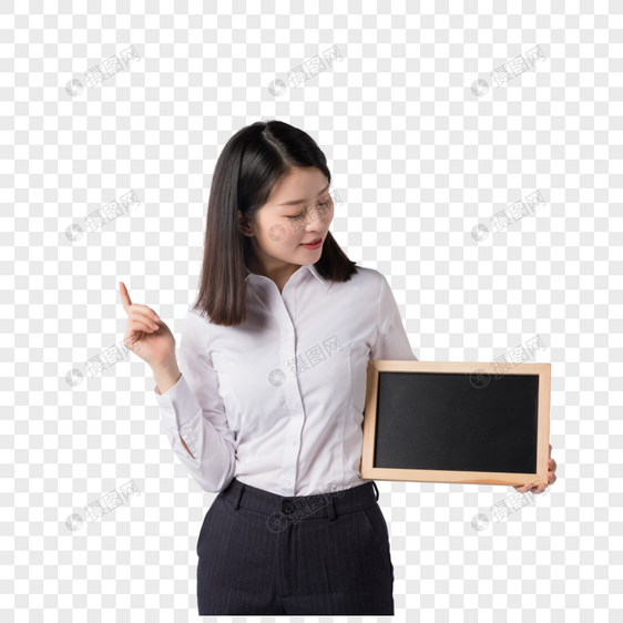 职场女性拿着小黑板展示动图片