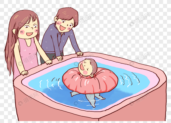 爸妈带宝宝游泳图片