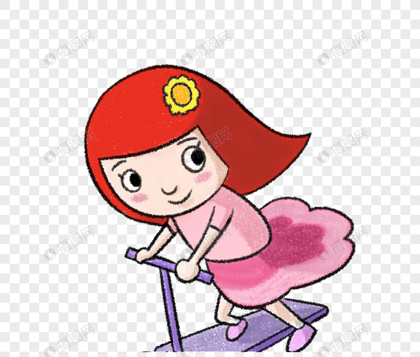 骑着滑板车的女孩图片