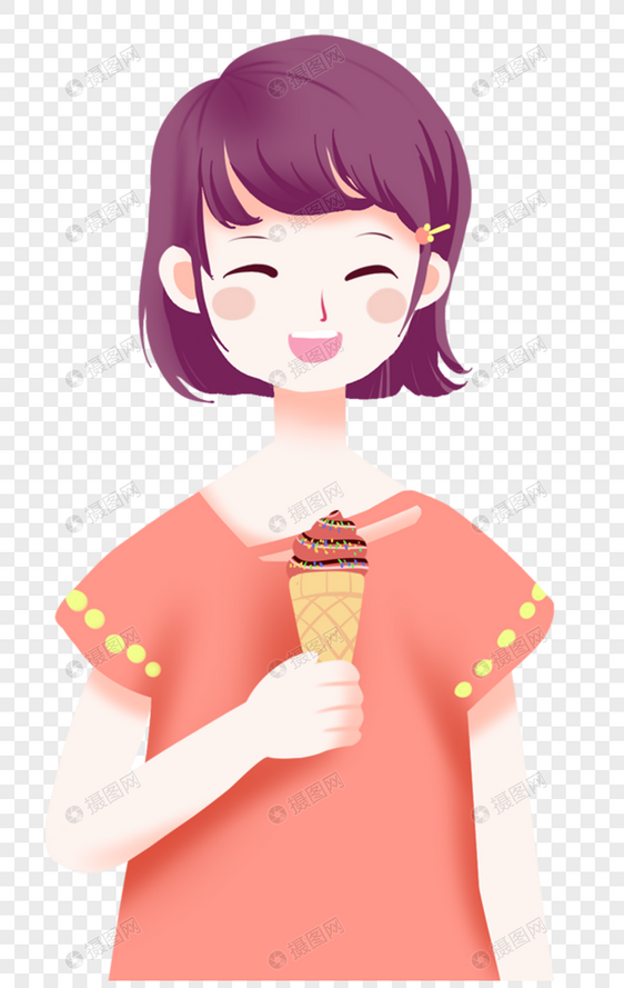 吃冰激凌的女孩图片