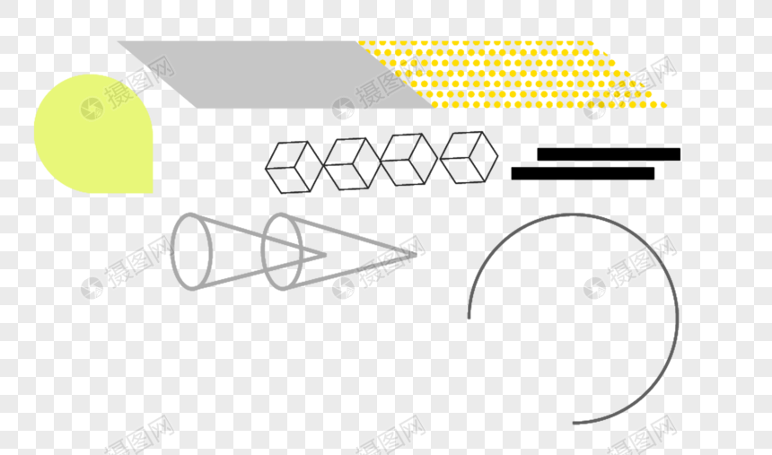 孟菲斯风格线条点线面几何形状素材图片