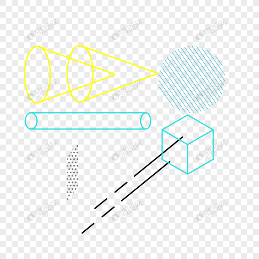 孟菲斯风格线条点线面不规则几何形状素材图片