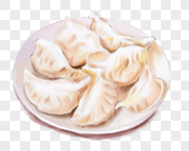 手绘饺子可爱女生奔向饺子卡通插画高清图片