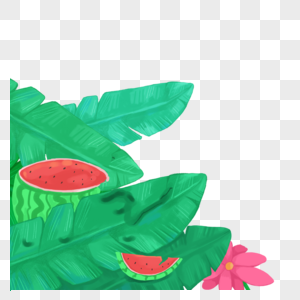 绿叶上的西瓜图片