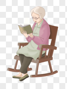 奶奶看书图片