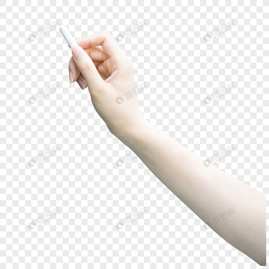 拿着粉笔写字特写图片