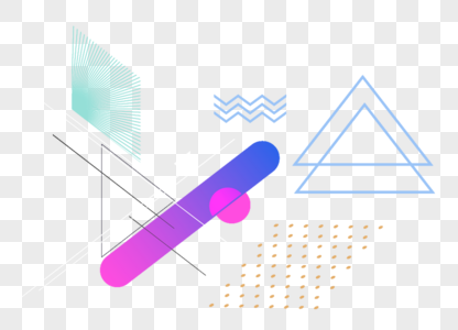 孟菲斯风格线条点线面不规则几何形状素材图片