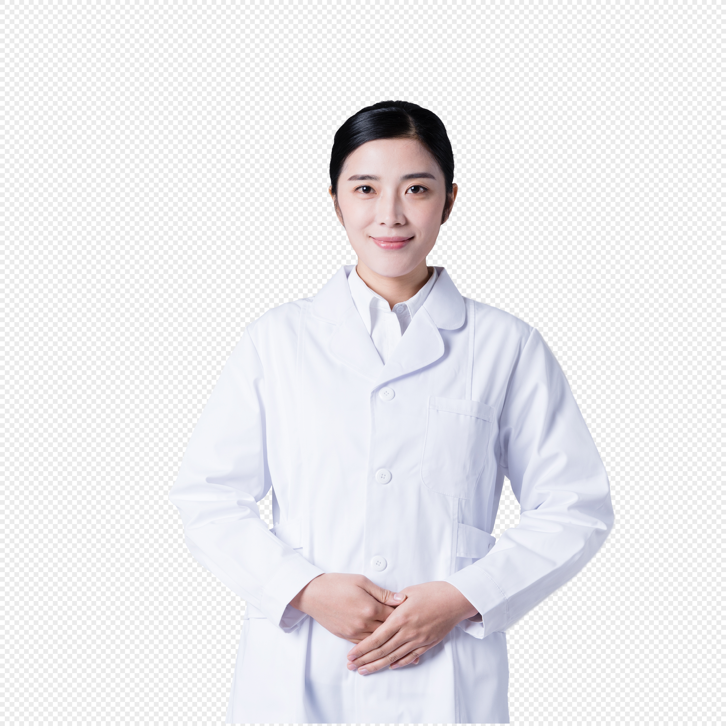 穿白大褂的女医生形象展示棚拍图片