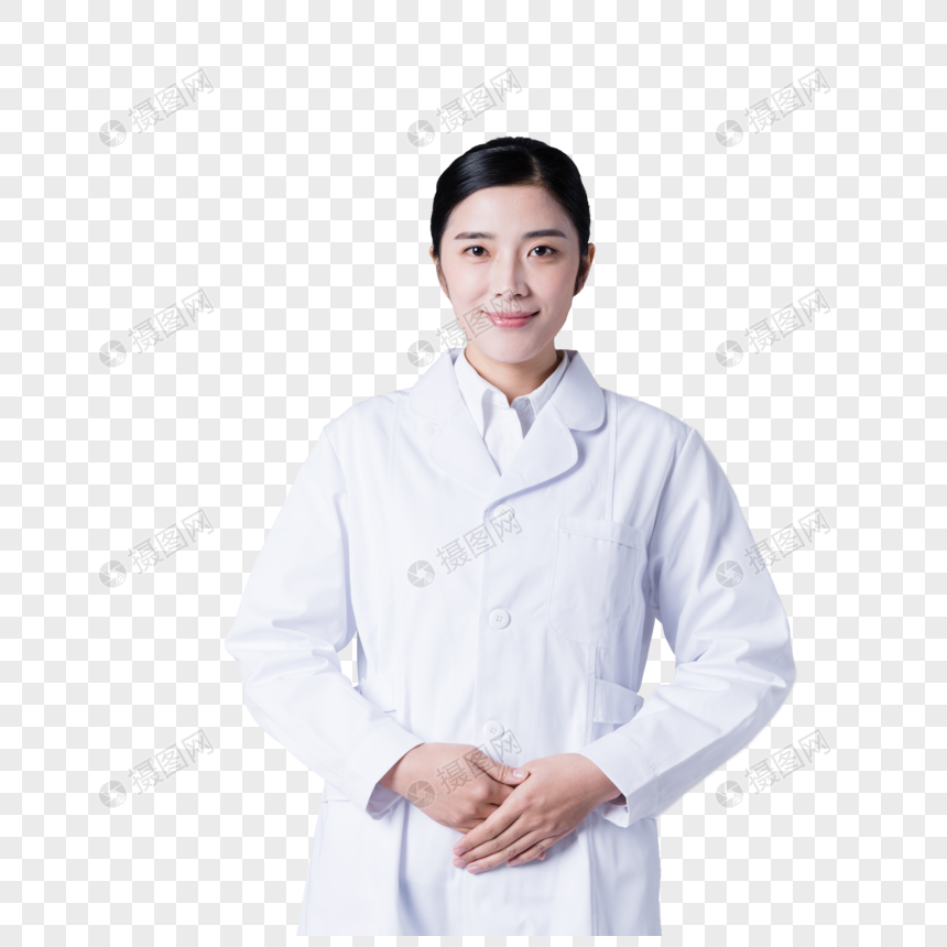 穿白大褂的女医生形象展示棚拍图片元素素材下载-正版素材400253018