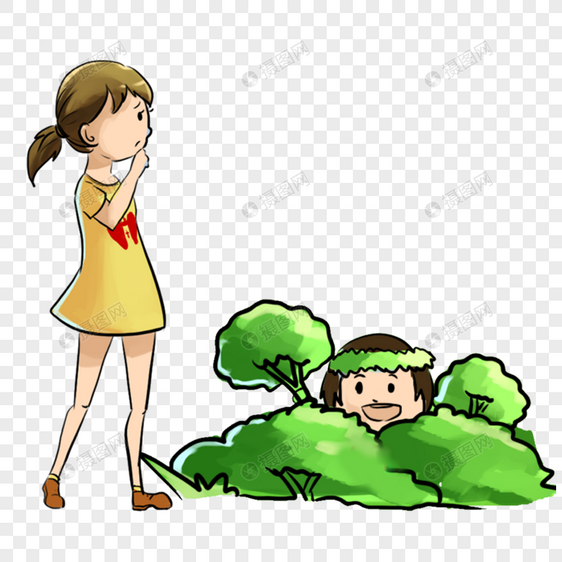 和妈妈捉迷藏的女孩