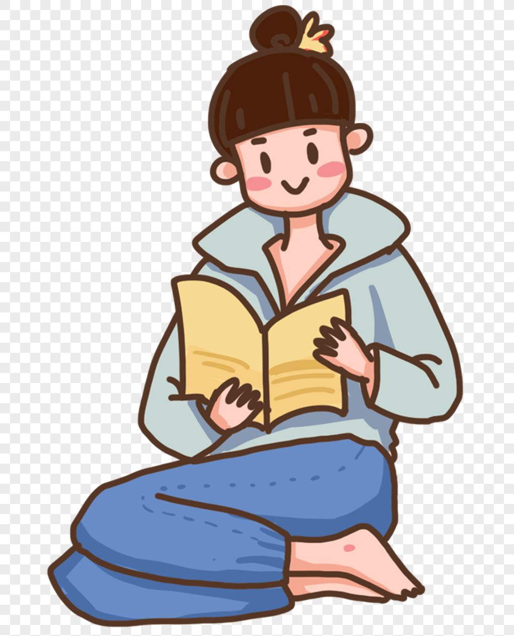 坐着看书的女孩