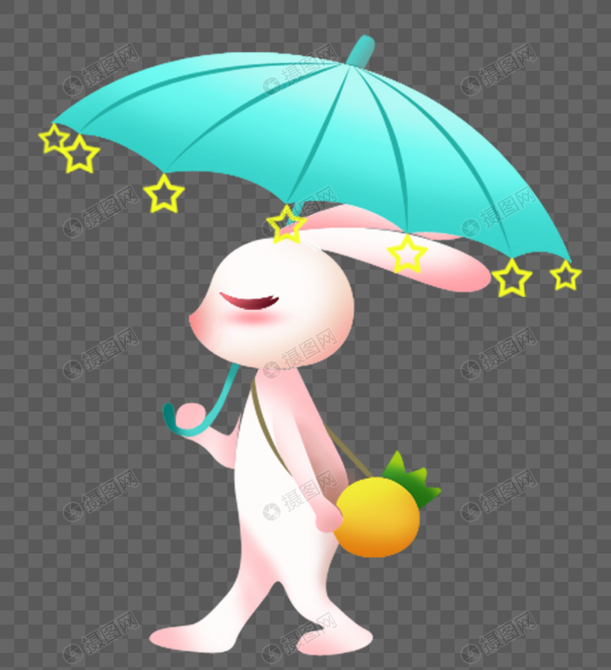 打伞的小兔子图片