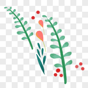 植物花卉手绘花绿叶高清图片
