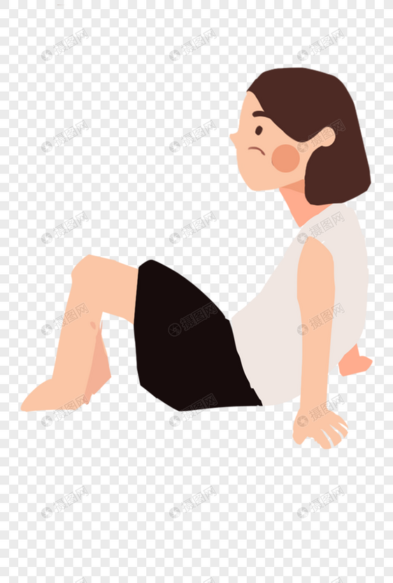 女孩坐地上