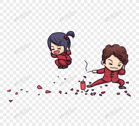 放鞭炮的小孩