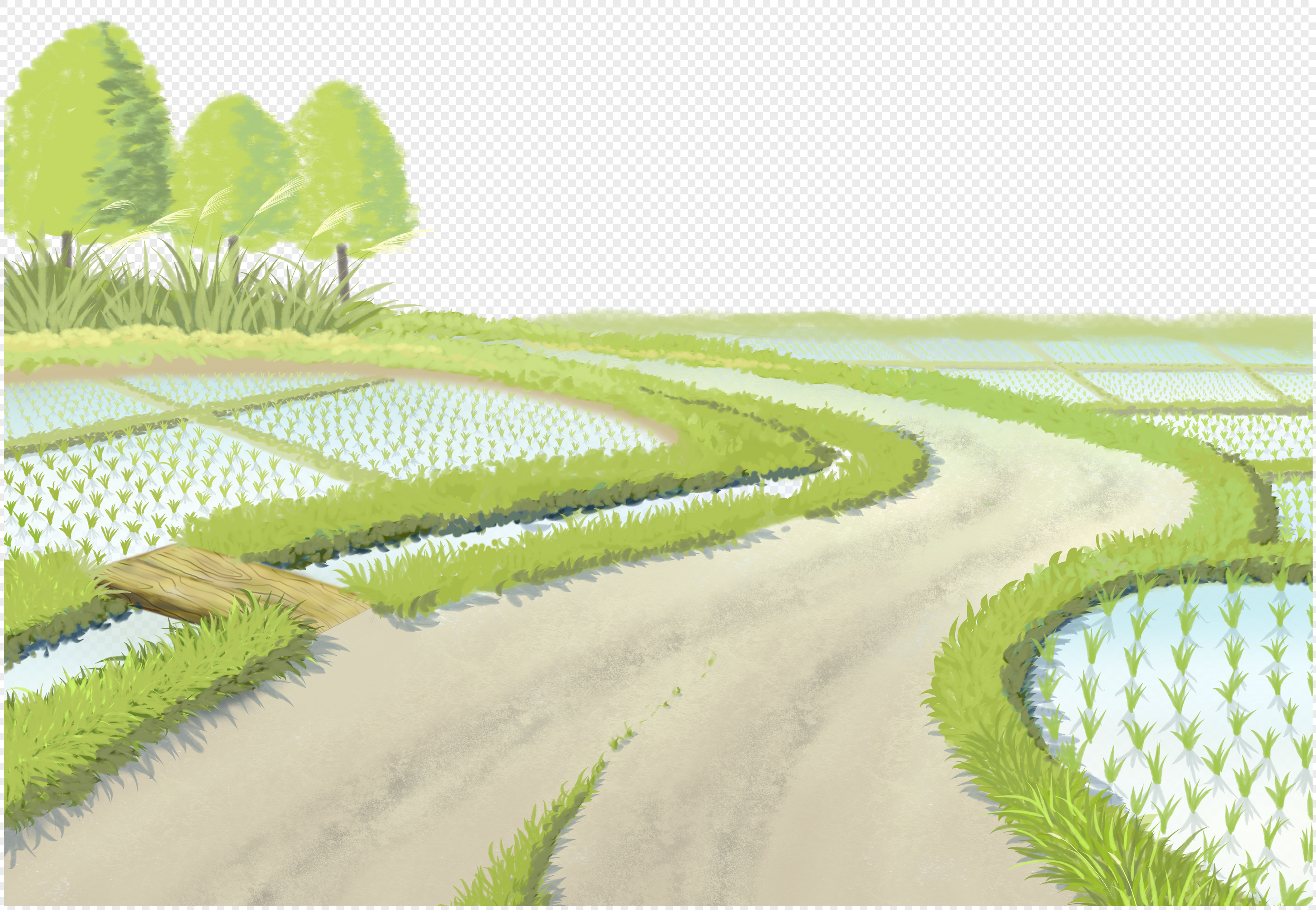 乡间田野插画元素