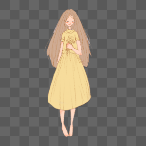 手拿花唯美女孩元素素材PNG格式_设计素材免