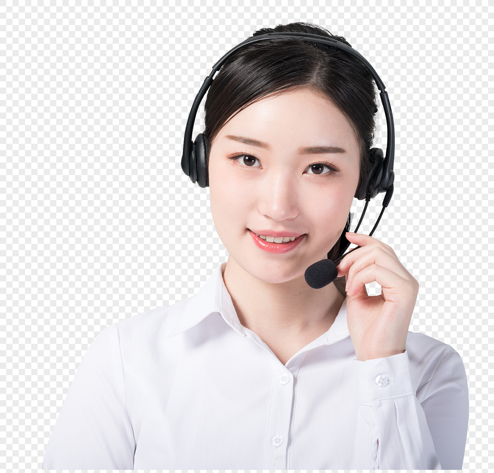 头戴耳机的女性客服形象图片