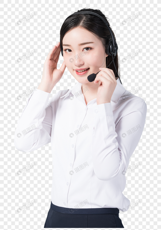 头戴耳机的女性客服形象图片图片