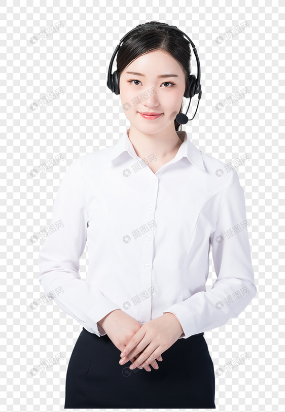 头戴耳机的女性客服形象图片