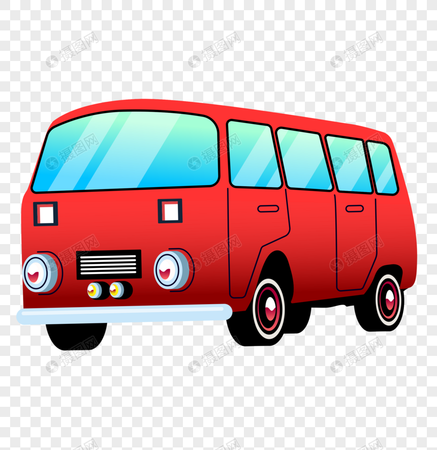 红色公交汽车图片