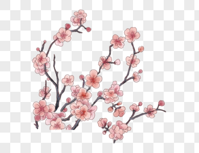 桃花花朵古风水墨高清图片