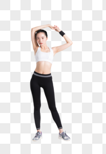 年轻女性健身动作拍摄图片