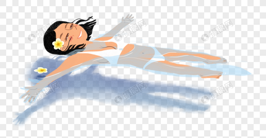 漂浮在水面的女孩
