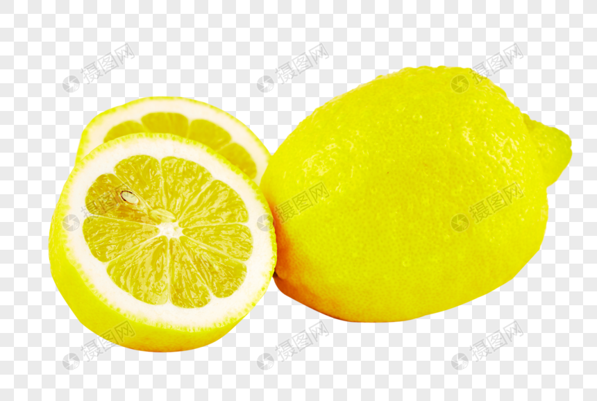 切开的柠檬和完整的柠檬图片