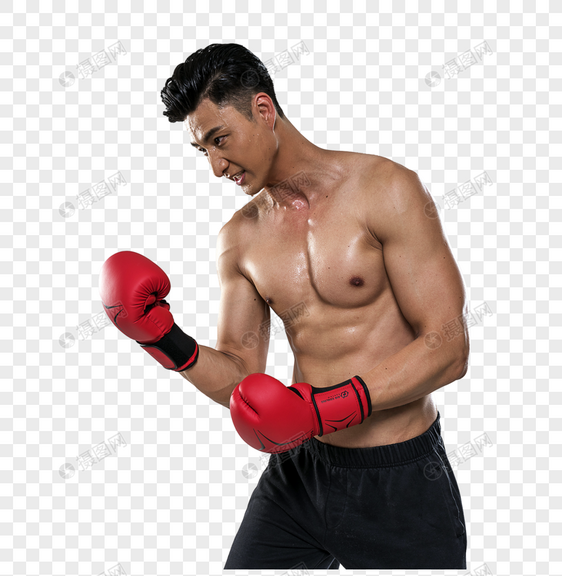 运动男士拳击动作图片