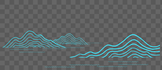 山水元素蓝色线条线条高清图片