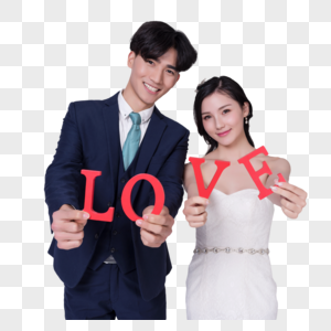 情侣婚纱手持love字母图片