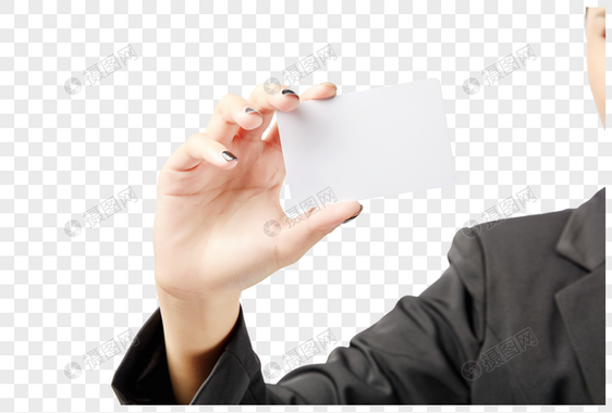 商务女性手持卡片动作图片