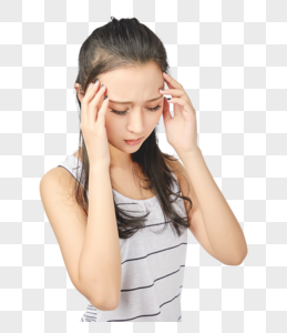 青年女性头痛动作表情图片
