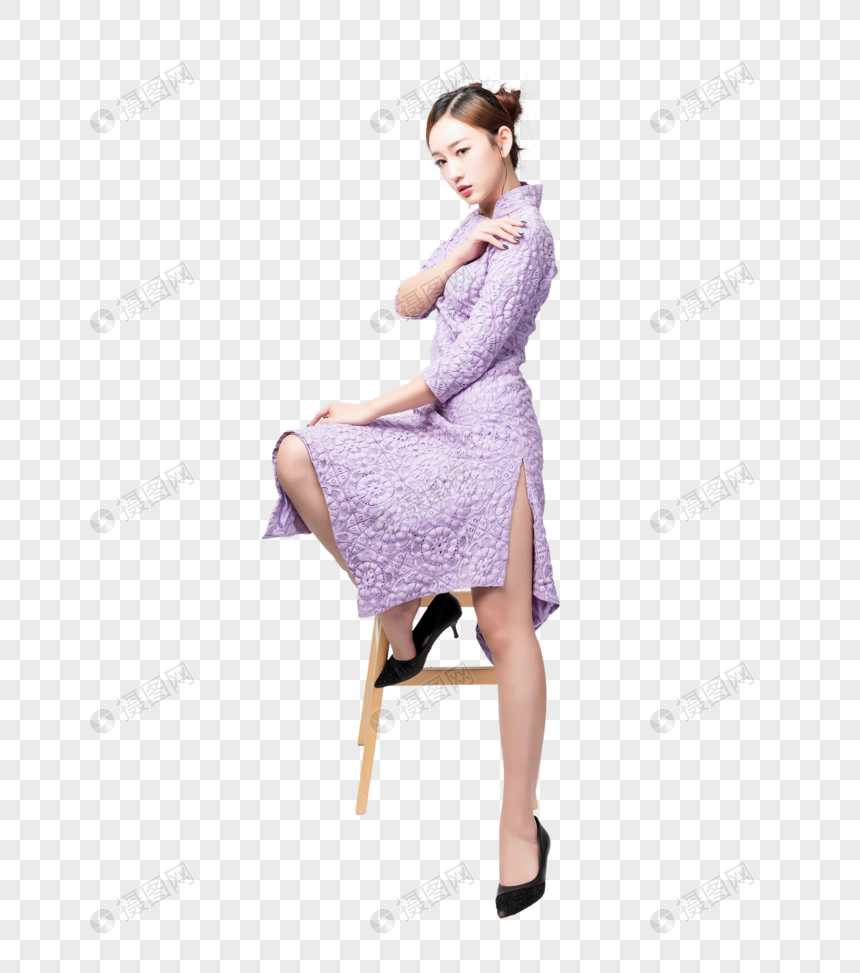 旗袍美女妩媚性感坐姿