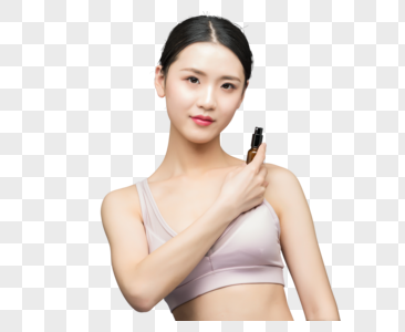 性感美女手持精华乳液瓶装图片