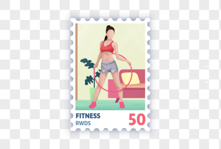 运动创意邮票插画高清图片