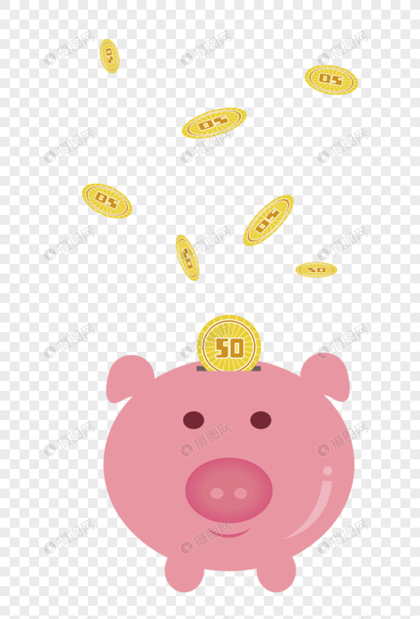 漂浮金币小猪存钱罐图片