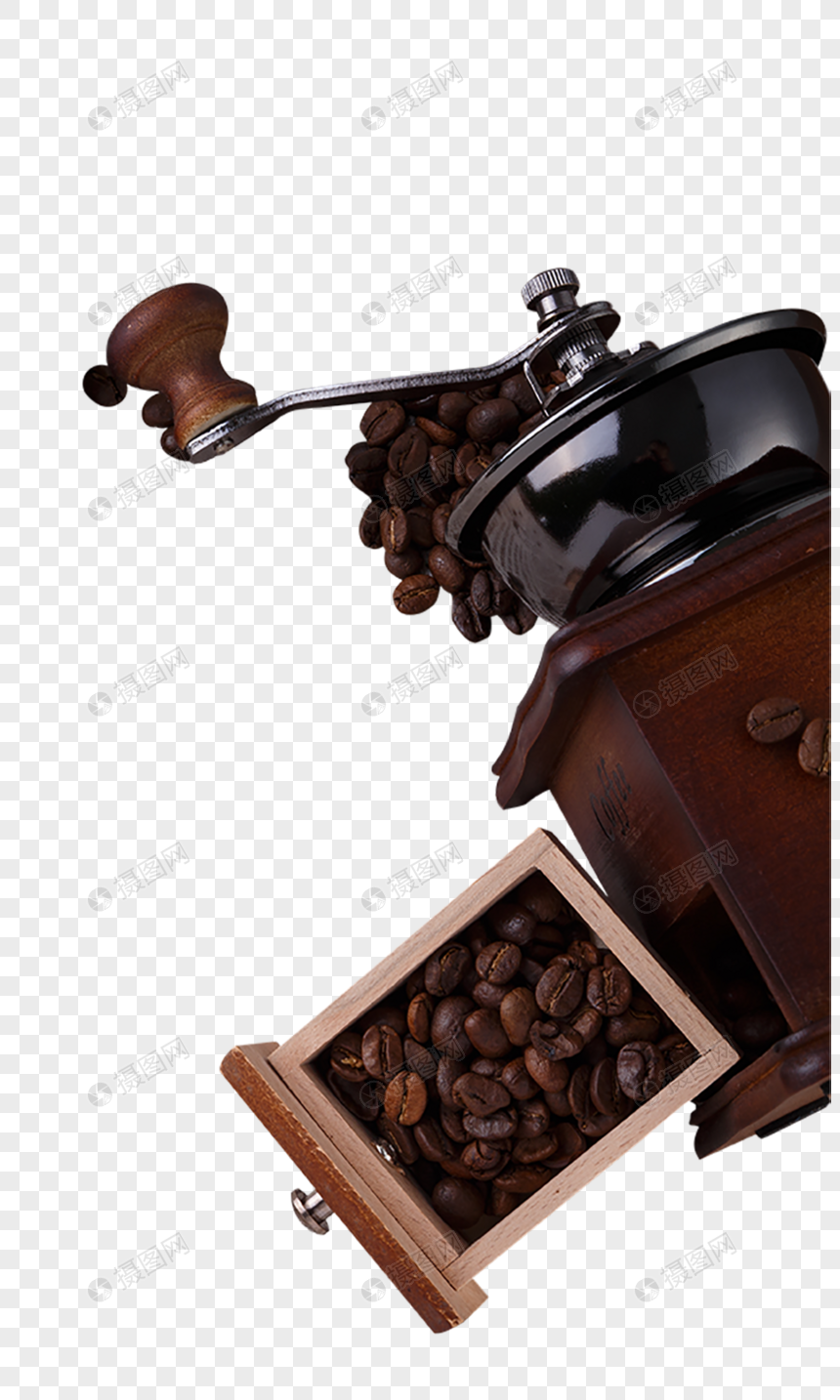 咖啡机和一袋咖啡豆图片