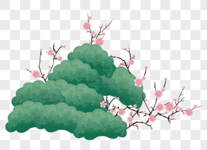 松叶桃花绿叶松叶高清图片