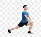 年轻男性户外运动热身压腿拉伸动作图片