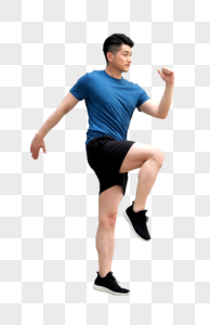 年轻男性户外运动热身拉伸动作图片